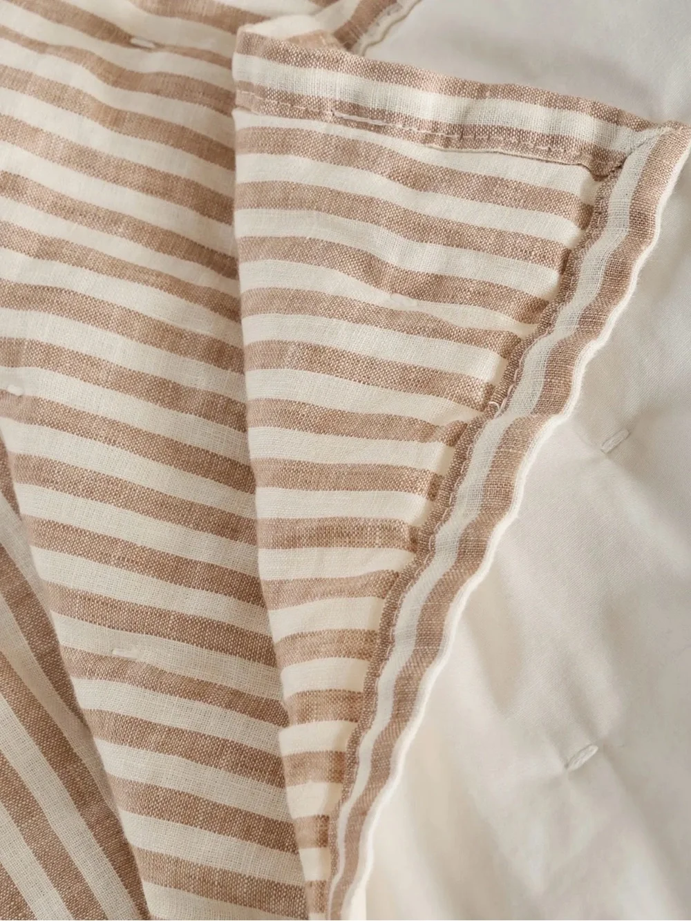 New Latte Full/Queen European Linen Striped Quilt - Retail $170